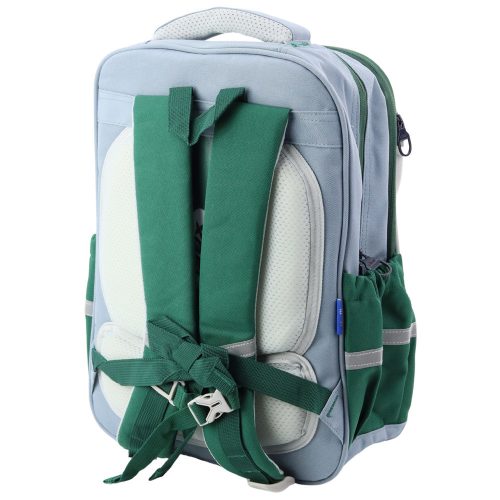 Iskolai hátizsák Patches dinoszaurusz tolltokkal, szürke 16L