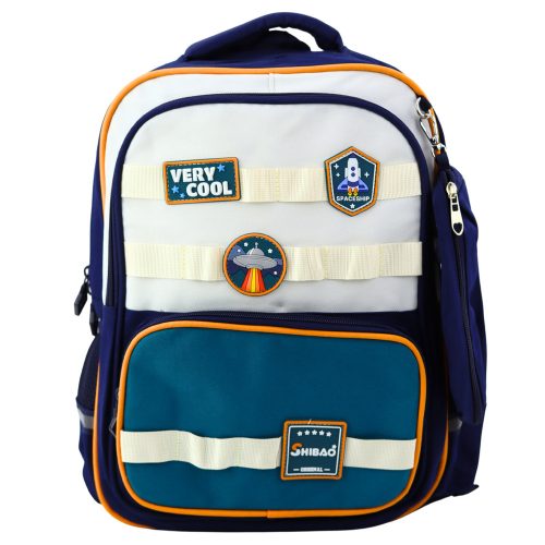 Iskolai hátizsák Space Patches tolltokkal Navy Blue 16L