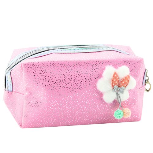 Tolltartó kozmetikai táska Bow csillogó részecskék rózsaszín