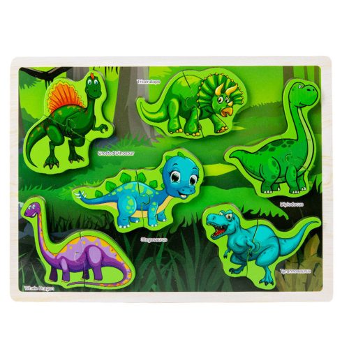 Fa kirakós dinoszauruszok Puzzle alakú tábla 12El