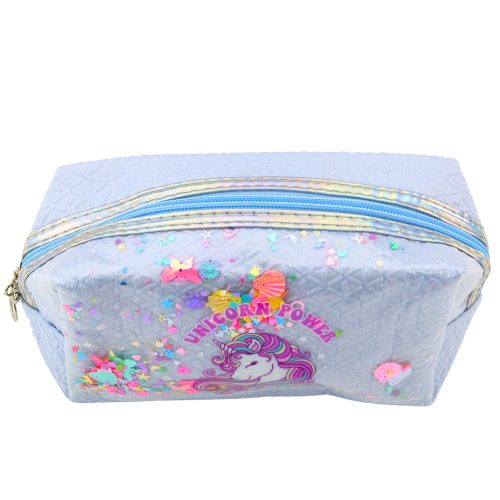 Iskolai tolltartó fejpánttal Unicorn Confetti Blue 20cm