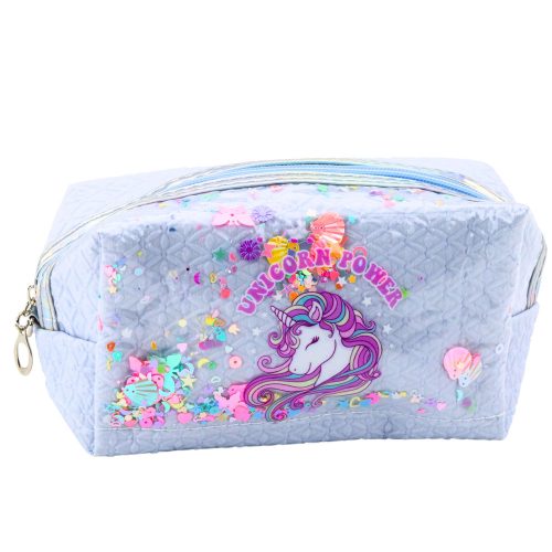 Iskolai tolltartó fejpánttal Unicorn Confetti Blue 20cm