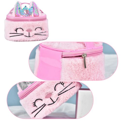 Plüss gyerek kozmetikai táska Bunny Glitter Pink 20cm