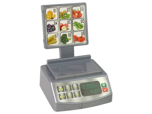 Kosár gyümölcsökkel és zöldségekkel szeleteléshez és piaci súlyozáshoz