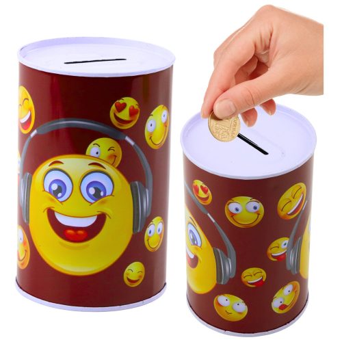 Fém Piggy Bank Emoticons Kék Barna 13 x 8cm