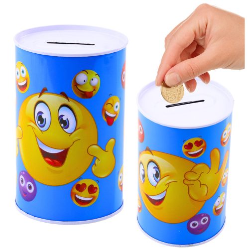 Fém Piggy Bank Emoticons Kék Barna 13 x 8cm
