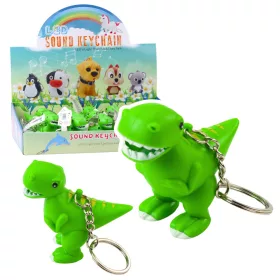   Dinoszaurusz hátizsák kulcstartó LED zseblámpa zölden hangzik
