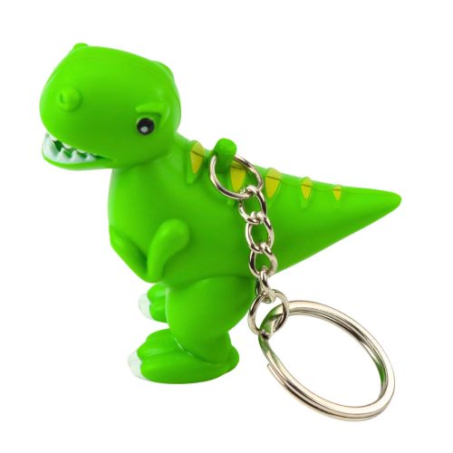 Dinoszaurusz hátizsák kulcstartó LED zseblámpa zölden hangzik