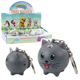 Hátizsák Kulcstartó Kitten Unicorn Horn LED Sounds Grey