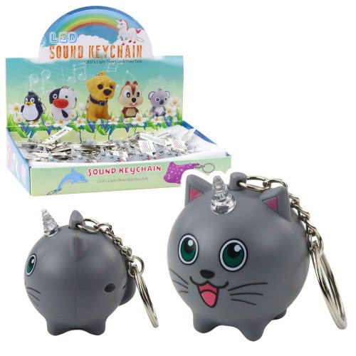 Hátizsák Kulcstartó Kitten Unicorn Horn LED Sounds Grey