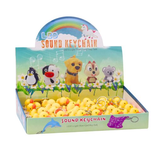 Hátizsák kulcstartó kacsa LED zseblámpa sárgán hangzik