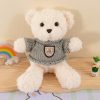 Plüss Mascot Cuddly Toy Teddy Bear fehér szürke pulóver 26cm