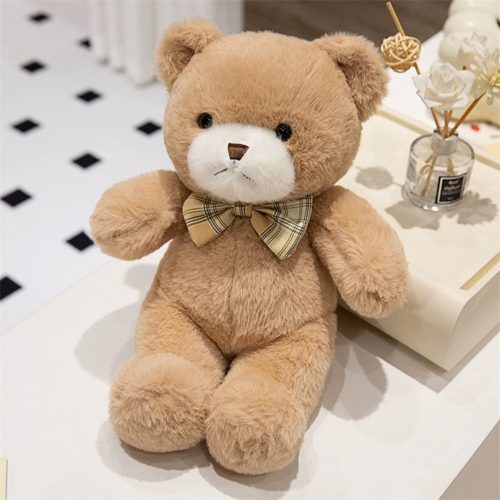 Plüss kabalája bújós maci masnival, bézs 25cm