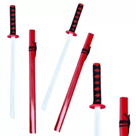 Fa Katana kardforgatási kellék piros 70cm