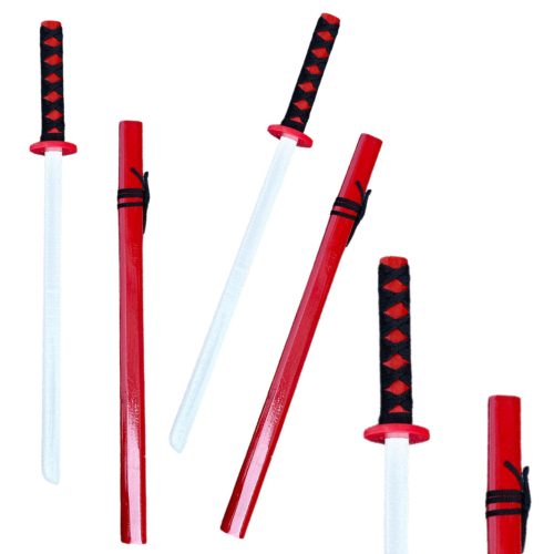 Fa Katana kardforgatási kellék piros 70cm