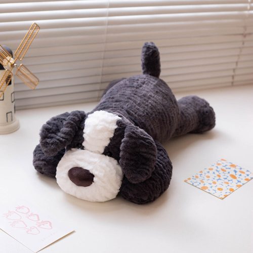 Plüss Mascot ennivaló kutyus sötétszürke 30cm