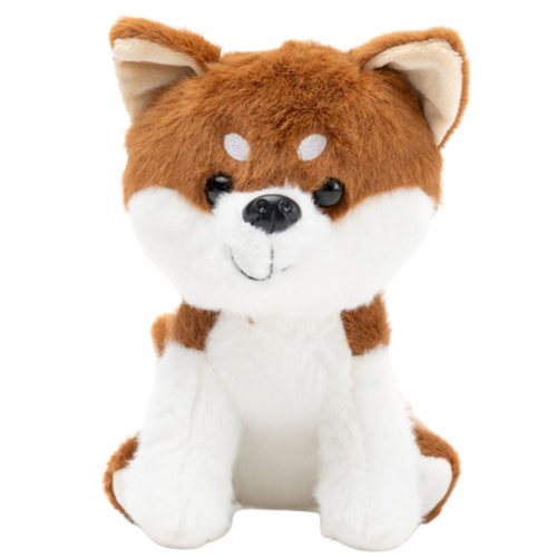 Plüss Mascot ennivaló kiskutya Shiba Inu fehér barna 20cm