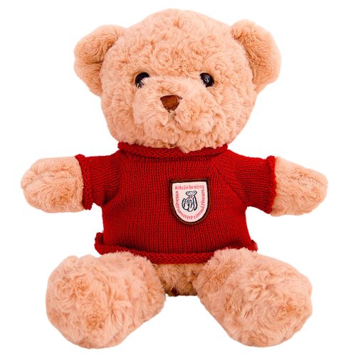Plüss Mascot Cuddly Toy Teddy Bear Bézs Piros Pulóver 40cm