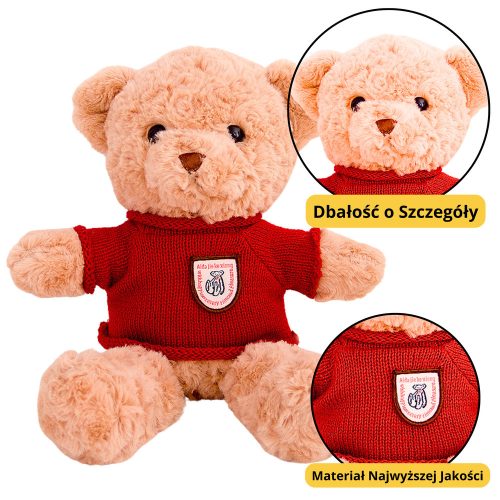 Plüss Mascot Cuddly Toy Teddy Bear Bézs Piros Pulóver 40cm