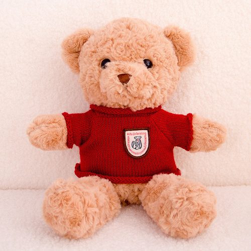 Plüss Mascot Cuddly Toy Teddy Bear Bézs Piros Pulóver 40cm