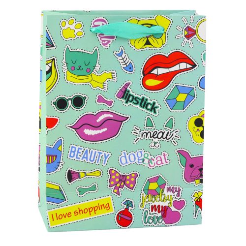 Ajándéktáska matricák Színes bélyegek 23 x 18 x 10,5 cm