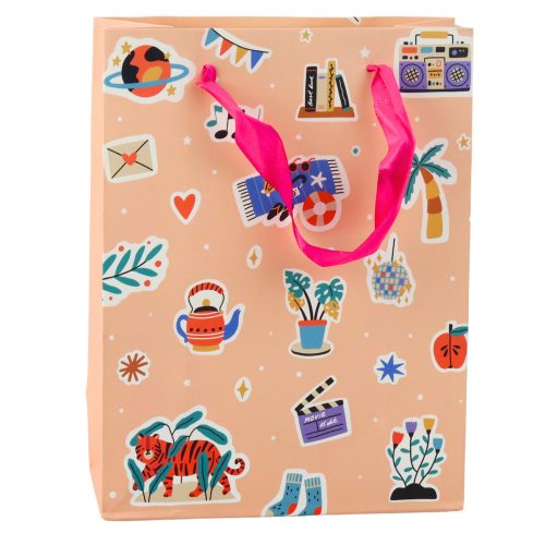 Ajándéktáska matricák Színes bélyegek 23 x 18 x 10,5 cm