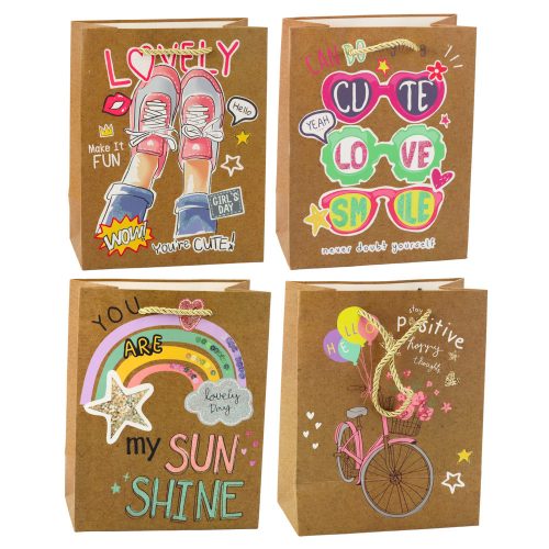 Papír ajándéktáska Színes motívumok 23 x 18 x 10,5 cm