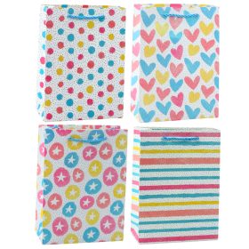   Ajándéktáska Szívek Csillagok Pontok Csíkok Színes 23 x 18 x 10,5 cm