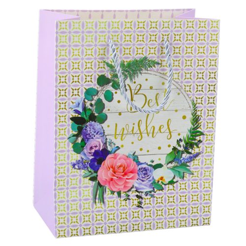 Ajándéktáska Minták Virágok Jókívánságok 23 x 18 x 10,5 cm