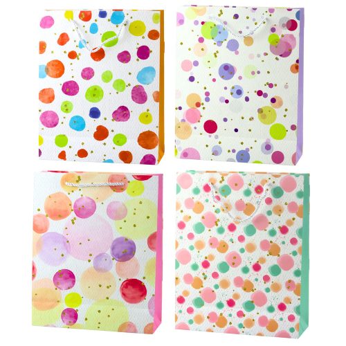 Ajándéktáska akvarell pasztell pöttyökkel, 32 × 26 × 10 cm
