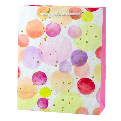 Ajándéktáska akvarell pasztell pöttyökkel, 32 × 26 × 10 cm