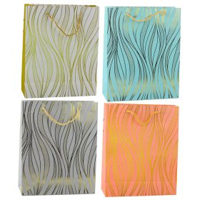   Papír ajándéktáska Hullámos vonalak arany 32 x 26 x 12 cm