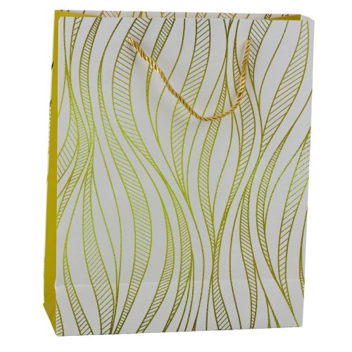 Papír ajándéktáska Hullámos vonalak arany 32 x 26 x 12 cm