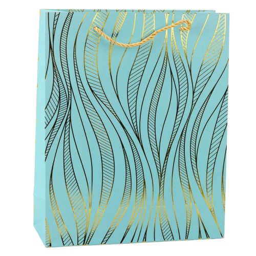 Papír ajándéktáska Hullámos vonalak arany 32 x 26 x 12 cm