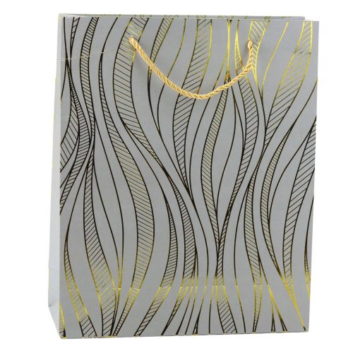 Papír ajándéktáska Hullámos vonalak arany 32 x 26 x 12 cm