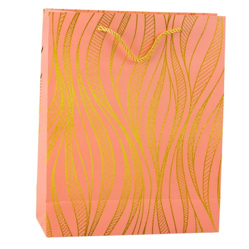 Papír ajándéktáska Hullámos vonalak arany 32 x 26 x 12 cm