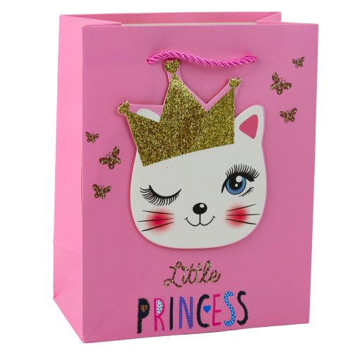 Papír ajándéktáska Kiscicák Glitter Pink 23 x 18 x 10,5 cm