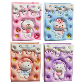   Teddy Bear papír ajándéktáska pasztell színek 23 x 18 x 10,5 cm