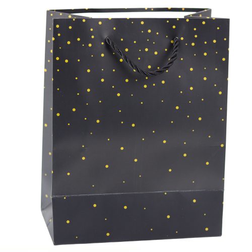 Ajándéktáska arany pöttyökkel 23 x 18 x 10,5 cm