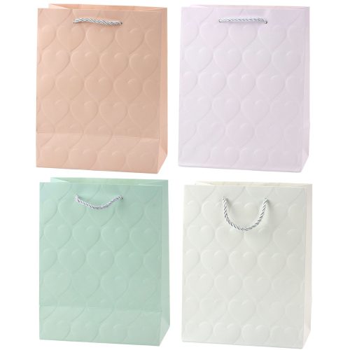 Elegáns ajándéktáska dombornyomott szívek 23 x 18 x 10,5 cm