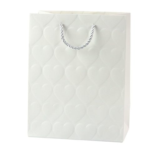 Elegáns ajándéktáska dombornyomott szívek 23 x 18 x 10,5 cm