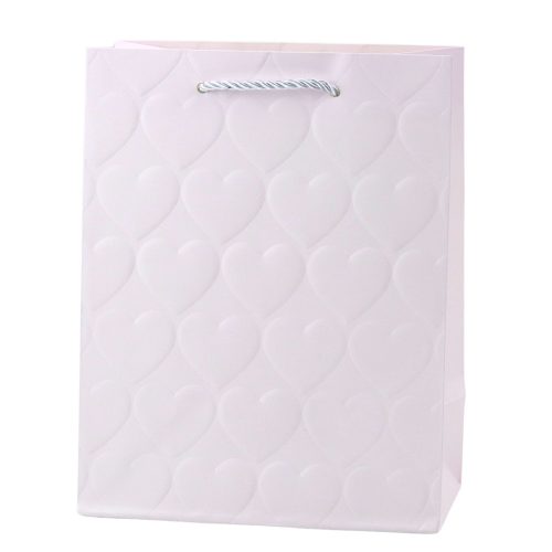 Elegáns ajándéktáska dombornyomott szívek 23 x 18 x 10,5 cm