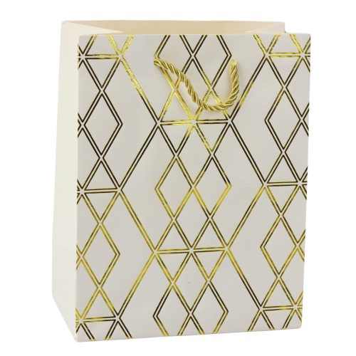 Papír ajándéktáska Elegáns arany minták 23 x 18 x 10,5 cm