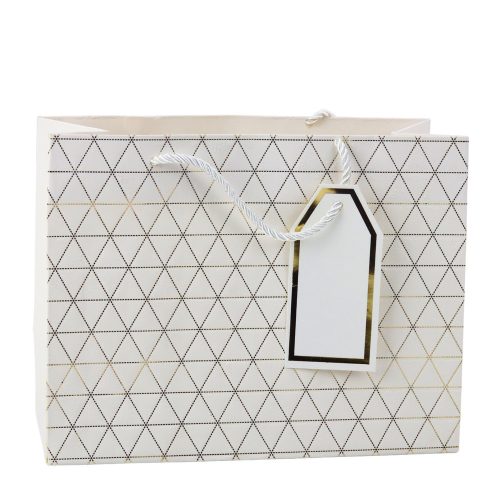 Geometrikus ajándéktáska arany vonalak 23 x 18 x 10 cm