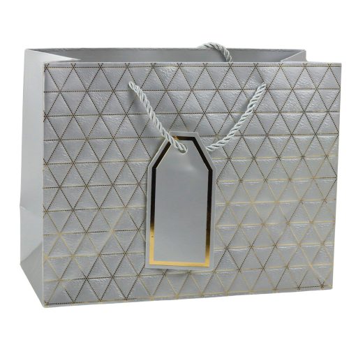 Geometrikus ajándéktáska arany vonalak 23 x 18 x 10 cm