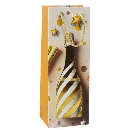 Papír ajándéktáska pezsgősüveghez pasztell 35 x 12 x 9 cm