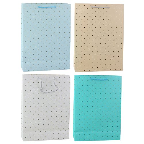 Klasszikus ajándéktáska arany pöttyökkel 41 x 30 x 12 cm