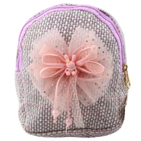 Gyermek hátizsák fonott masni nyuszi lila 21cm 2L