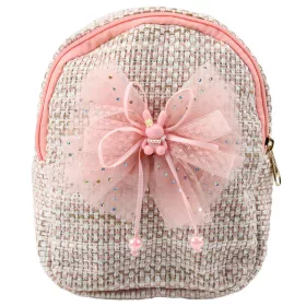 Gyermek hátizsák fonott masni nyuszi rózsaszín 21cm 2L