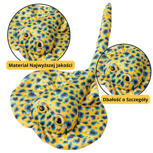 Plüss Stingray Mascot ennivaló, sárga pontozott 50 cm
